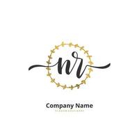NR Initial handwriting and signature logo design with circle. Beautiful design handwritten logo for fashion, team, wedding, luxury logo. vector