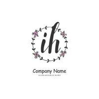 IH Initial handwriting and signature logo design with circle. Beautiful design handwritten logo for fashion, team, wedding, luxury logo. vector