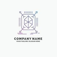 Object. prototyping. rapid. structure. 3d Purple Business Logo Template. Place for Tagline vector