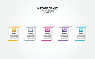 infografía horizontal profesional de 5 opciones con procesos de icono 5 opciones vector