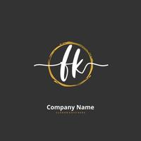 fk escritura a mano inicial y diseño de logotipo de firma con círculo. hermoso diseño de logotipo escrito a mano para moda, equipo, boda, logotipo de lujo. vector