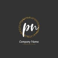 PN Initial handwriting and signature logo design with circle. Beautiful design handwritten logo for fashion, team, wedding, luxury logo. vector