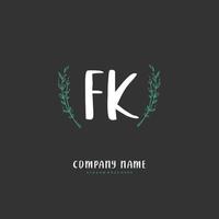 FK Initial handwriting and signature logo design with circle. Beautiful design handwritten logo for fashion, team, wedding, luxury logo. vector