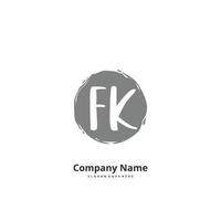 FK Initial handwriting and signature logo design with circle. Beautiful design handwritten logo for fashion, team, wedding, luxury logo. vector