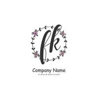 FK Initial handwriting and signature logo design with circle. Beautiful design handwritten logo for fashion, team, wedding, luxury logo. vector