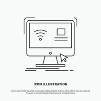 control. computadora. monitor. remoto. icono inteligente. símbolo gris vectorial de línea para ui y ux. sitio web o aplicación móvil vector