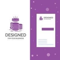 Business Logo for coins. finance. gold. income. savings. Vertical Purple Business .Visiting Card template. Creative background vector illustration