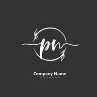 PN Initial handwriting and signature logo design with circle. Beautiful design handwritten logo for fashion, team, wedding, luxury logo. vector