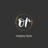 OR Initial handwriting and signature logo design with circle. Beautiful design handwritten logo for fashion, team, wedding, luxury logo. vector