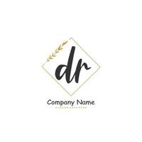 DR Initial handwriting and signature logo design with circle. Beautiful design handwritten logo for fashion, team, wedding, luxury logo. vector