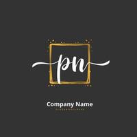 PN Initial handwriting and signature logo design with circle. Beautiful design handwritten logo for fashion, team, wedding, luxury logo. vector