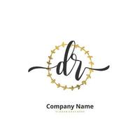 dr escritura a mano inicial y diseño de logotipo de firma con círculo. hermoso diseño de logotipo escrito a mano para moda, equipo, boda, logotipo de lujo. vector