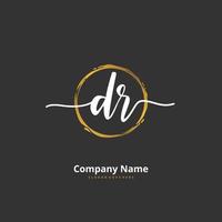 DR Initial handwriting and signature logo design with circle. Beautiful design handwritten logo for fashion, team, wedding, luxury logo. vector