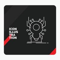 Red and Black Creative presentation Background for Bug. insect. spider. virus. App Line Icon vector