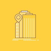 bank. banking. building. federal. government Flat Line Filled Icon. Beautiful Logo button over yellow background for UI and UX. website or mobile application vector