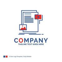 Company Name Logo Design For data. document. file. media. website. Blue and red Brand Name Design with place for Tagline. Abstract Creative Logo template for Small and Large Business. vector