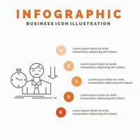 failure. fail. sad. depression. time Infographics Template for Website and Presentation. Line Gray icon with Orange infographic style vector illustration