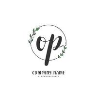 op escritura a mano inicial y diseño de logotipo de firma con círculo. hermoso diseño de logotipo escrito a mano para moda, equipo, boda, logotipo de lujo. vector