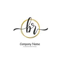 BR Initial handwriting and signature logo design with circle. Beautiful design handwritten logo for fashion, team, wedding, luxury logo. vector