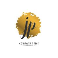 jp escritura a mano inicial y diseño de logotipo de firma con círculo. hermoso diseño de logotipo escrito a mano para moda, equipo, boda, logotipo de lujo. vector