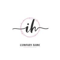 IH Initial handwriting and signature logo design with circle. Beautiful design handwritten logo for fashion, team, wedding, luxury logo. vector