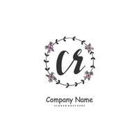 cr escritura inicial a mano y diseño de logotipo de firma con círculo. hermoso diseño de logotipo escrito a mano para moda, equipo, boda, logotipo de lujo. vector