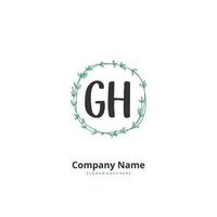 GH Initial handwriting and signature logo design with circle. Beautiful design handwritten logo for fashion, team, wedding, luxury logo. vector