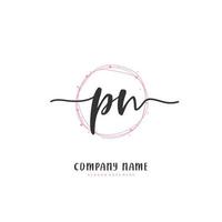 PN Initial handwriting and signature logo design with circle. Beautiful design handwritten logo for fashion, team, wedding, luxury logo. vector