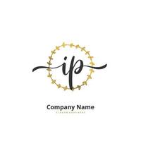 IP Initial handwriting and signature logo design with circle. Beautiful design handwritten logo for fashion, team, wedding, luxury logo. vector