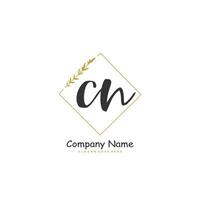 CN Initial handwriting and signature logo design with circle. Beautiful design handwritten logo for fashion, team, wedding, luxury logo. vector