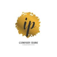 escritura inicial ip y diseño de logotipo de firma con círculo. hermoso diseño de logotipo escrito a mano para moda, equipo, boda, logotipo de lujo. vector