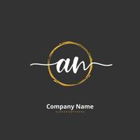 AN Initial handwriting and signature logo design with circle. Beautiful design handwritten logo for fashion, team, wedding, luxury logo. vector