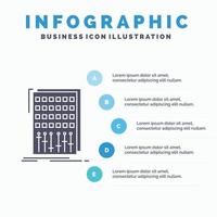 audio. control. mezcla. mezclador. plantilla de infografías de estudio para sitio web y presentación. icono de glifo gris con ilustración de vector de estilo infográfico azul.