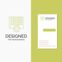 Business Logo for Event. management. processing. schedule. timing. Vertical Green Business .Visiting Card template. Creative background vector illustration