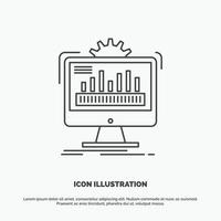 dashboard. admin. monitor. monitoring. processing Icon. Line vector gray symbol for UI and UX. website or mobile application