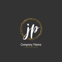 JP Initial handwriting and signature logo design with circle. Beautiful design handwritten logo for fashion, team, wedding, luxury logo. vector