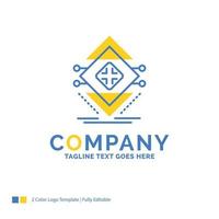 Computing. data. infrastructure. science. structure Blue Yellow Business Logo template. Creative Design Template Place for Tagline. vector