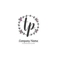 TP Initial handwriting and signature logo design with circle. Beautiful design handwritten logo for fashion, team, wedding, luxury logo. vector