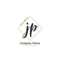 JP Initial handwriting and signature logo design with circle. Beautiful design handwritten logo for fashion, team, wedding, luxury logo. vector