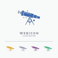 telescope. astronomy. space. view. zoom 5 Color Glyph Web Icon Template isolated on white. Vector illustration