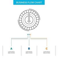 Consumption. cost. expense. lower. reduce Business Flow Chart Design with 3 Steps. Line Icon For Presentation Background Template Place for text vector