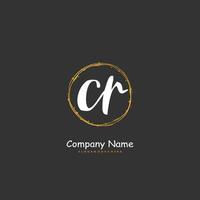 cr escritura inicial a mano y diseño de logotipo de firma con círculo. hermoso diseño de logotipo escrito a mano para moda, equipo, boda, logotipo de lujo. vector