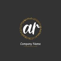 ar escritura a mano inicial y diseño de logotipo de firma con círculo. hermoso diseño de logotipo escrito a mano para moda, equipo, boda, logotipo de lujo. vector