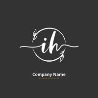 IH Initial handwriting and signature logo design with circle. Beautiful design handwritten logo for fashion, team, wedding, luxury logo. vector