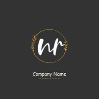 NR Initial handwriting and signature logo design with circle. Beautiful design handwritten logo for fashion, team, wedding, luxury logo. vector