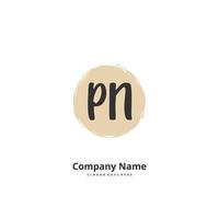 PN Initial handwriting and signature logo design with circle. Beautiful design handwritten logo for fashion, team, wedding, luxury logo. vector