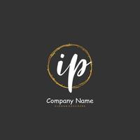 IP Initial handwriting and signature logo design with circle. Beautiful design handwritten logo for fashion, team, wedding, luxury logo. vector