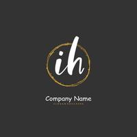 IH Initial handwriting and signature logo design with circle. Beautiful design handwritten logo for fashion, team, wedding, luxury logo. vector