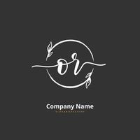 OR Initial handwriting and signature logo design with circle. Beautiful design handwritten logo for fashion, team, wedding, luxury logo. vector