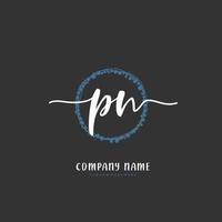 PN Initial handwriting and signature logo design with circle. Beautiful design handwritten logo for fashion, team, wedding, luxury logo. vector